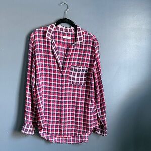 Red and Blue Plaid Silk women’s Shirt